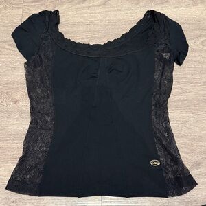 D&G Women’s Black Shirt with Lace Detail